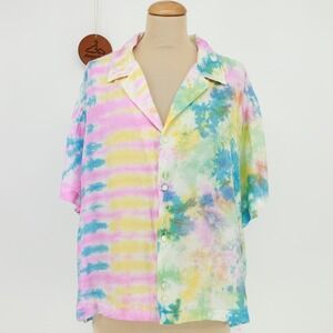 Urban Outfitters Hayden Souvenir Button Down Shirt Viscose Camp Collar Large‎